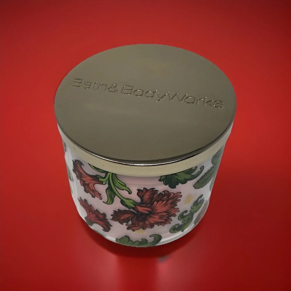 Bath & Body Works Flowerchild‎ 3 Wick Candle 14.5 Oz Large Floral Gold Butterfly